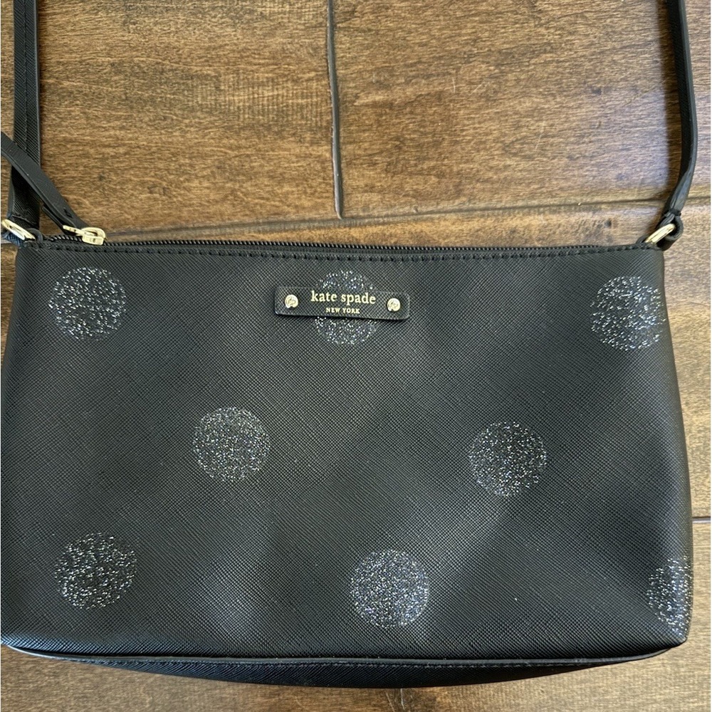 Kate Spade Haven Lane Ramey Small Crossbody Glitter Polka Dot Black